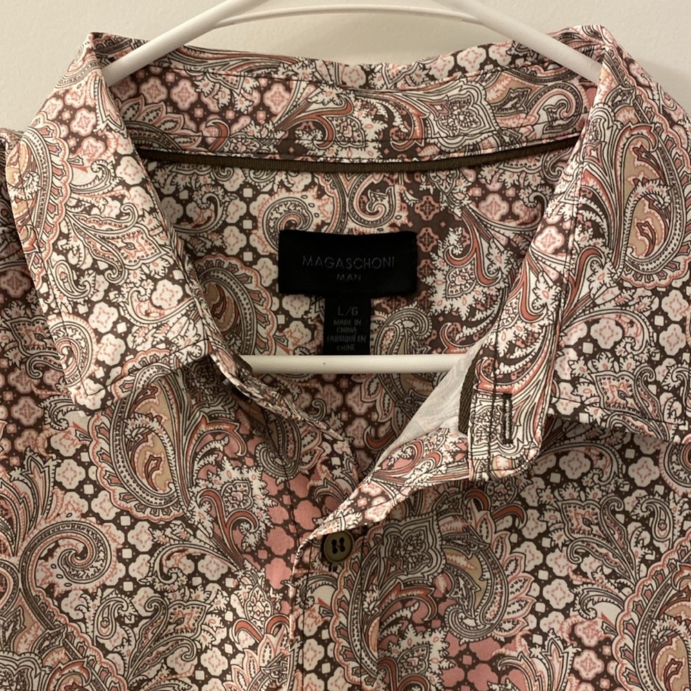 Magaschoni Mens pink paisley size L
